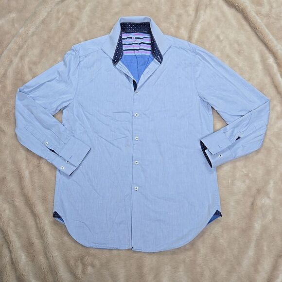 MICHELSONS LONDON LIGHT BLUE OXFORD DRESS SHIRT, SIZE MEDIUM - Picture 1 of 9